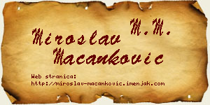 Miroslav Macanković vizit kartica